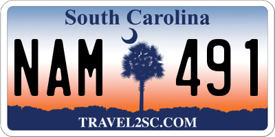 SC license plate NAM491