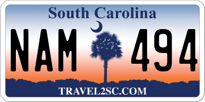 SC license plate NAM494