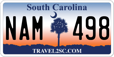 SC license plate NAM498