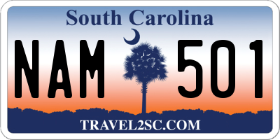 SC license plate NAM501