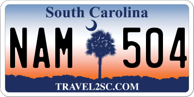 SC license plate NAM504