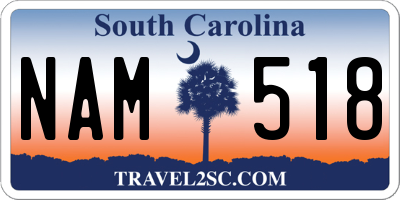 SC license plate NAM518