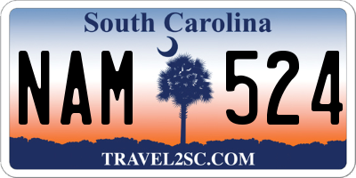 SC license plate NAM524