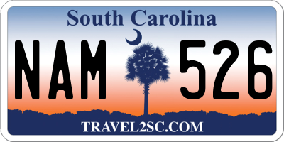 SC license plate NAM526