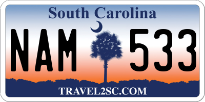 SC license plate NAM533