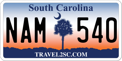 SC license plate NAM540