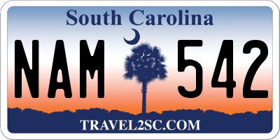 SC license plate NAM542