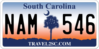 SC license plate NAM546