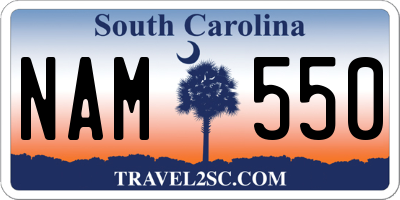 SC license plate NAM550