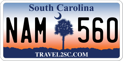 SC license plate NAM560