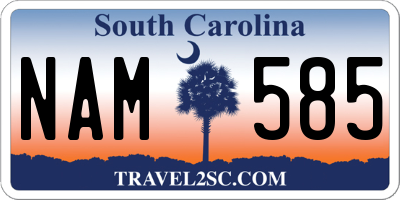 SC license plate NAM585