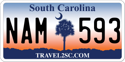 SC license plate NAM593