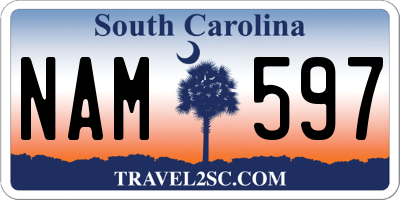 SC license plate NAM597