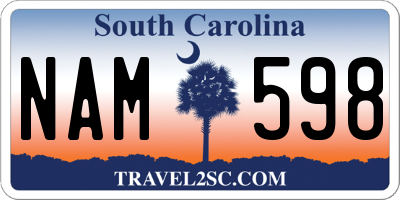SC license plate NAM598