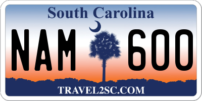 SC license plate NAM600