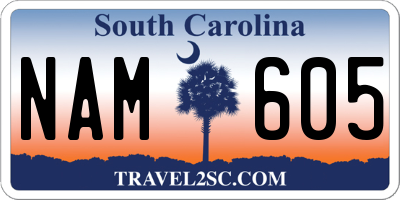 SC license plate NAM605