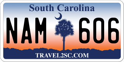 SC license plate NAM606