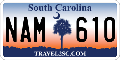 SC license plate NAM610