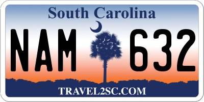 SC license plate NAM632