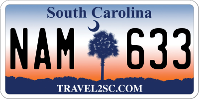 SC license plate NAM633