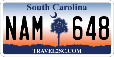 SC license plate NAM648