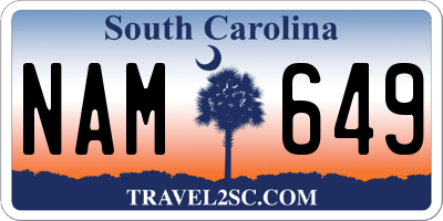 SC license plate NAM649