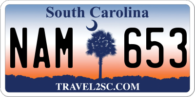 SC license plate NAM653