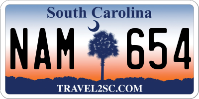 SC license plate NAM654