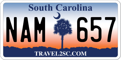 SC license plate NAM657
