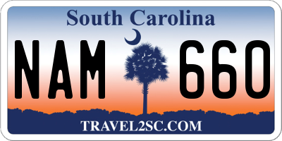 SC license plate NAM660
