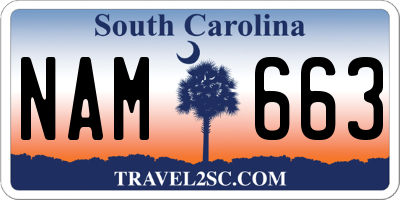 SC license plate NAM663