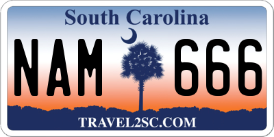 SC license plate NAM666