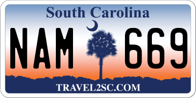 SC license plate NAM669