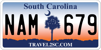 SC license plate NAM679