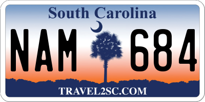 SC license plate NAM684