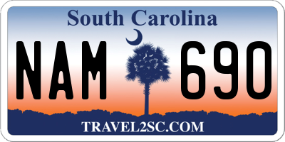SC license plate NAM690