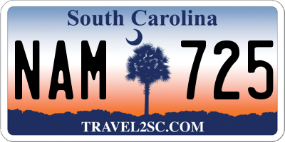 SC license plate NAM725