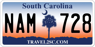 SC license plate NAM728