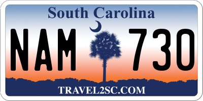 SC license plate NAM730