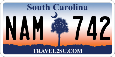 SC license plate NAM742