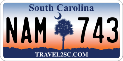 SC license plate NAM743