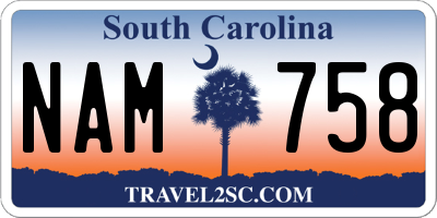 SC license plate NAM758