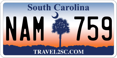 SC license plate NAM759