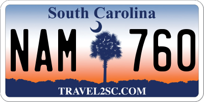 SC license plate NAM760