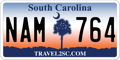 SC license plate NAM764