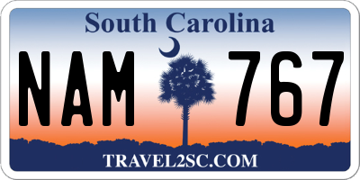 SC license plate NAM767