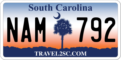 SC license plate NAM792