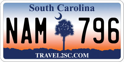 SC license plate NAM796