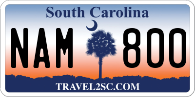 SC license plate NAM800