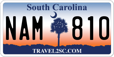 SC license plate NAM810